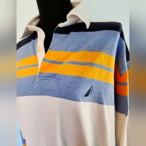 Nautica mens long sleeve rugby polo shirt